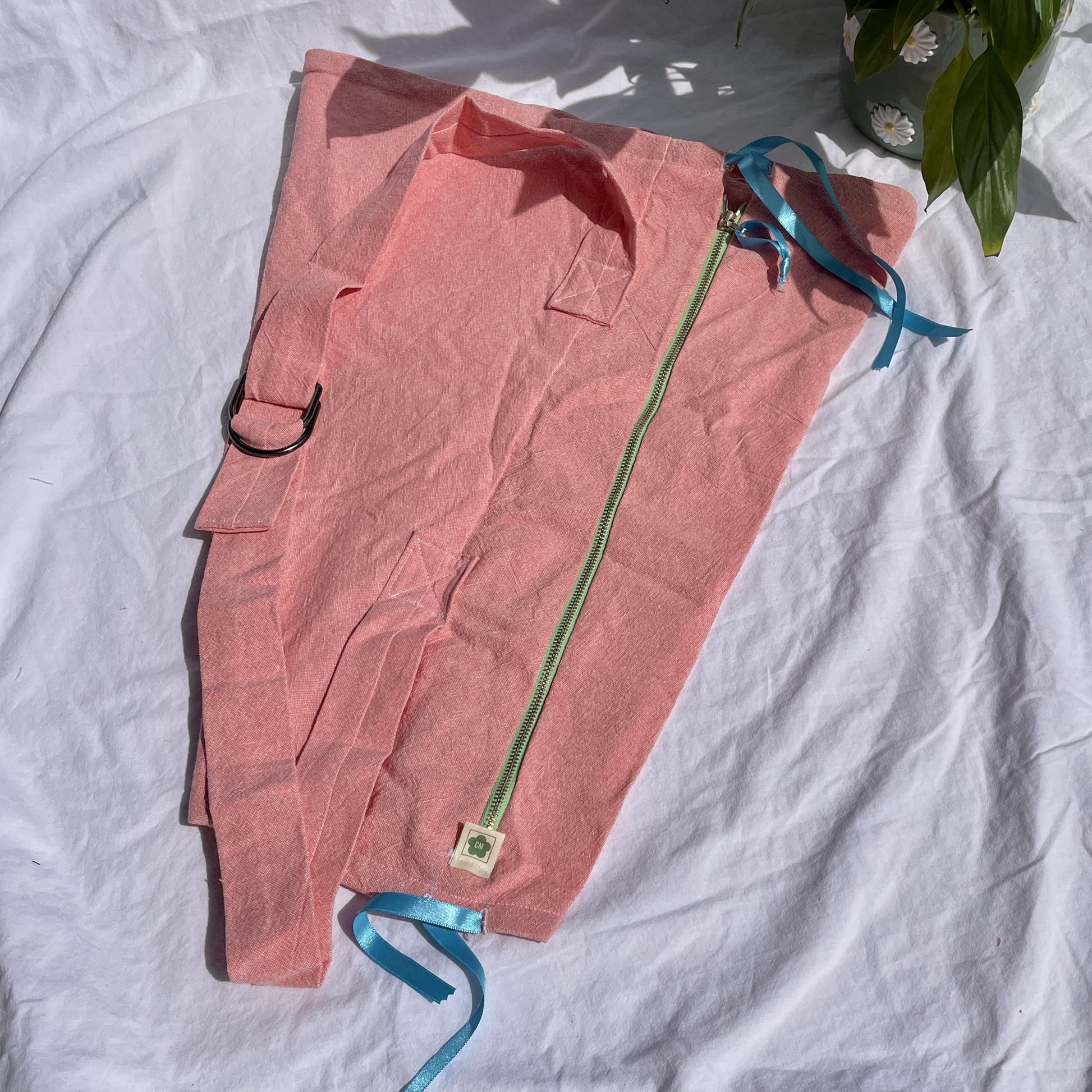 MarieBloom flower bag made from upcycled fabrics, hands-free for carrying flowers